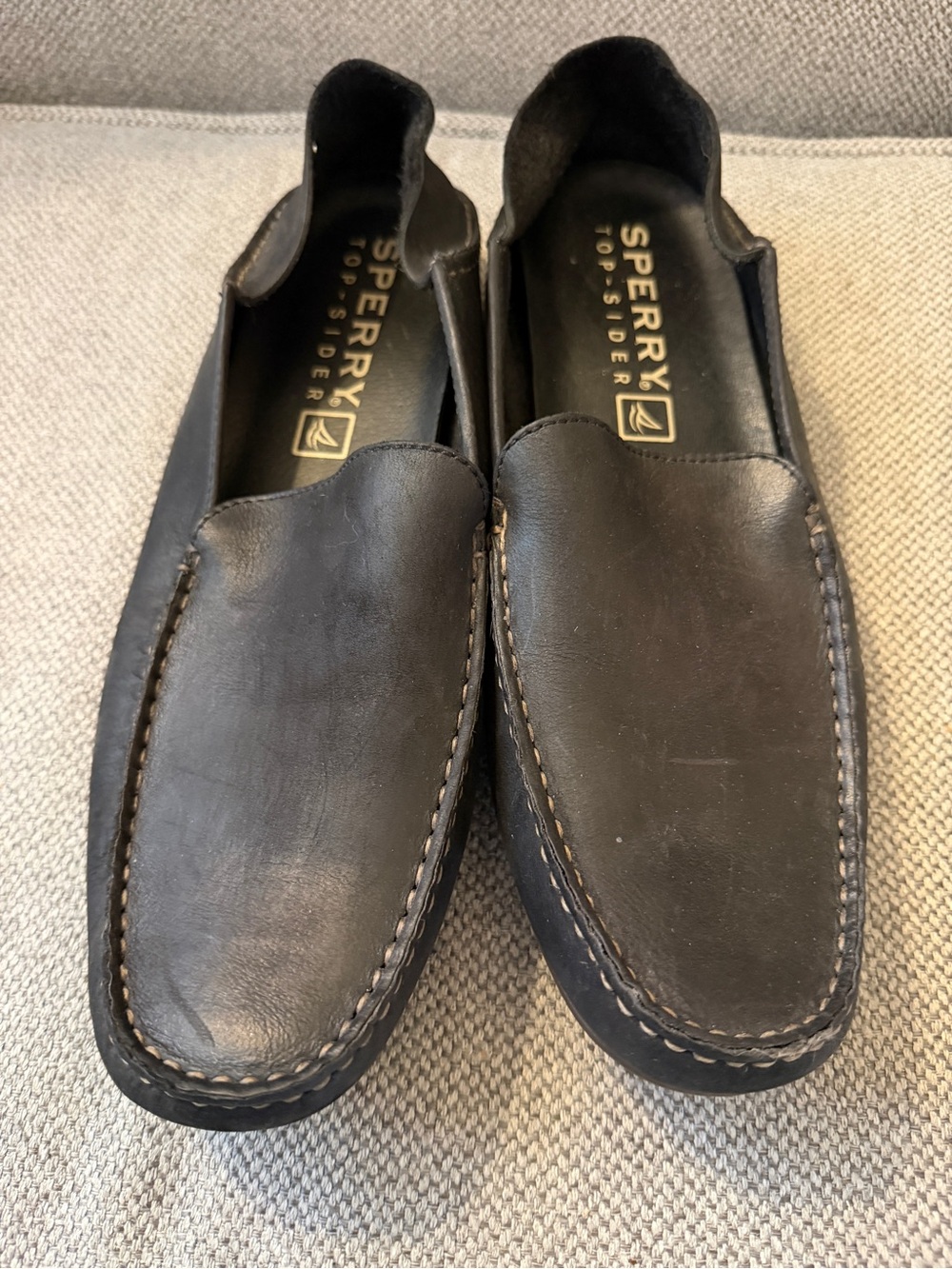 Sperry Black Leather Slip-On Moccasin Loafers